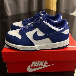 Nike Kids Royal Blue and White Dunks